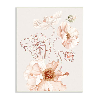 Pink Floral Blossom Outline Petals Modern Design