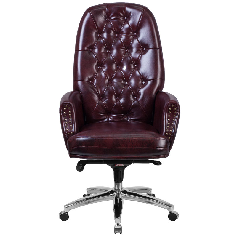 Fauteuil de direction ergonomique en cuir capitonné à dossier haut de 29 po Crafton, Bourgogne
