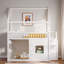 Lit de maison en bois avec lumière de tablette à DEL intégrée, barrières de sécurité et échelle robuste-613409342