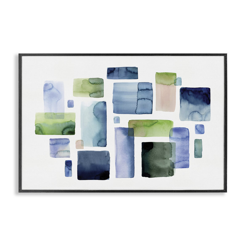 Aquarelle asymétrique encadrée de giclée par Stephanie Ryan, Giclée encadrée noir minuit, H 16 po x l 24 po