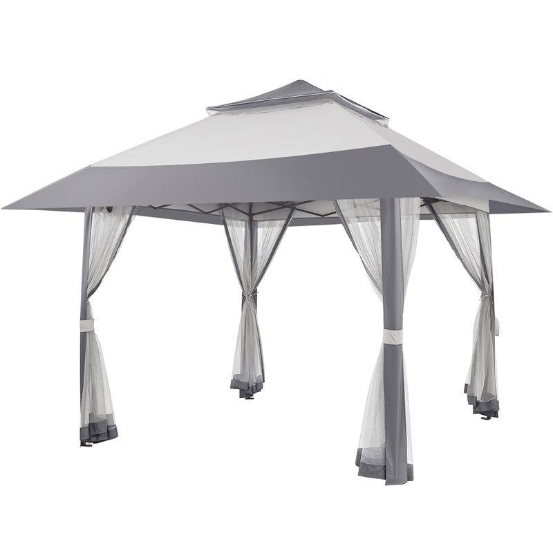 Patio Gazebo, Light Gray/Dark Gray, 291cm H x 333cm W x 333cm D