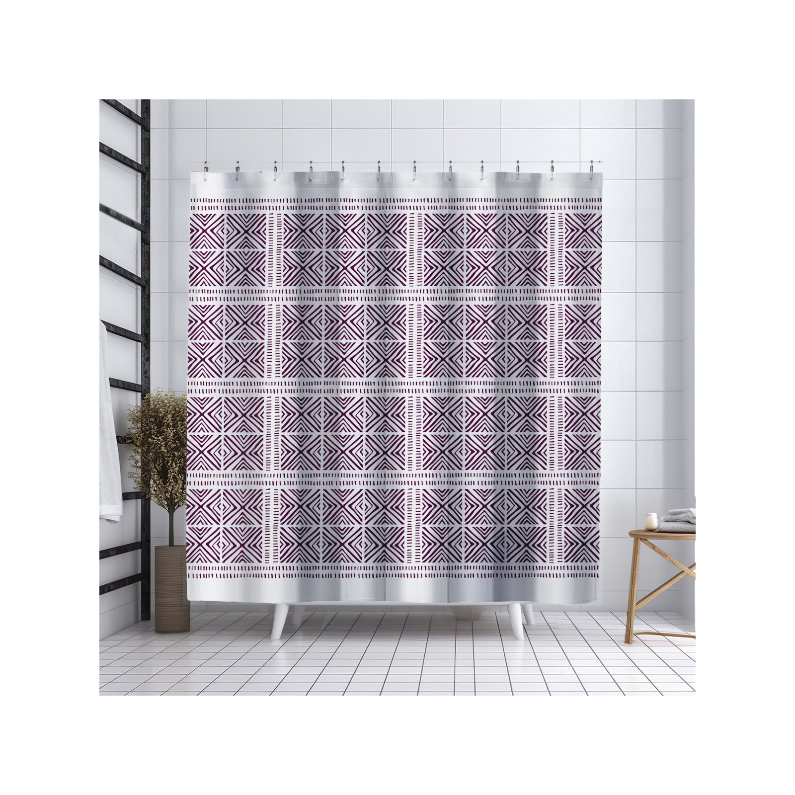 Thora Tribal Shower Curtain, ThoraTribal Purple