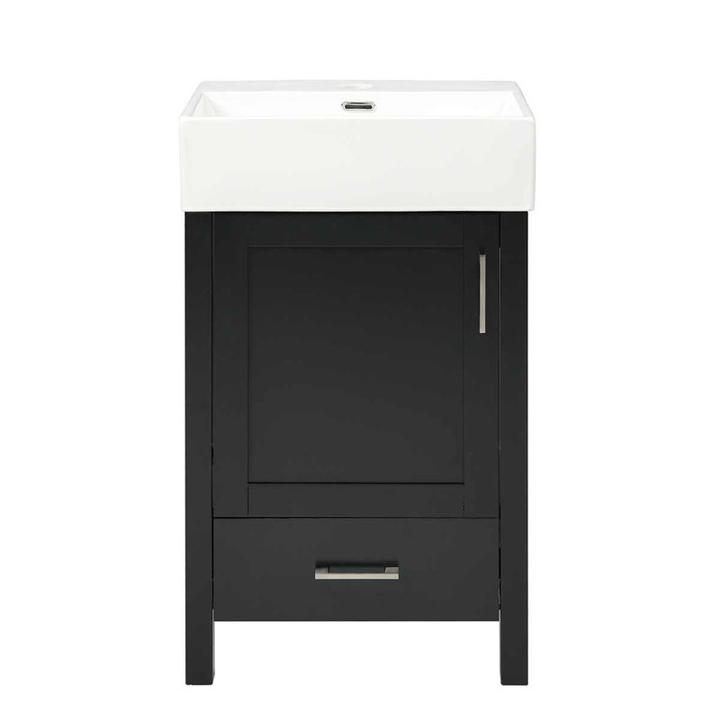 Modern 20.28'' Bathroom Vanity With Ceramic Sink, Black