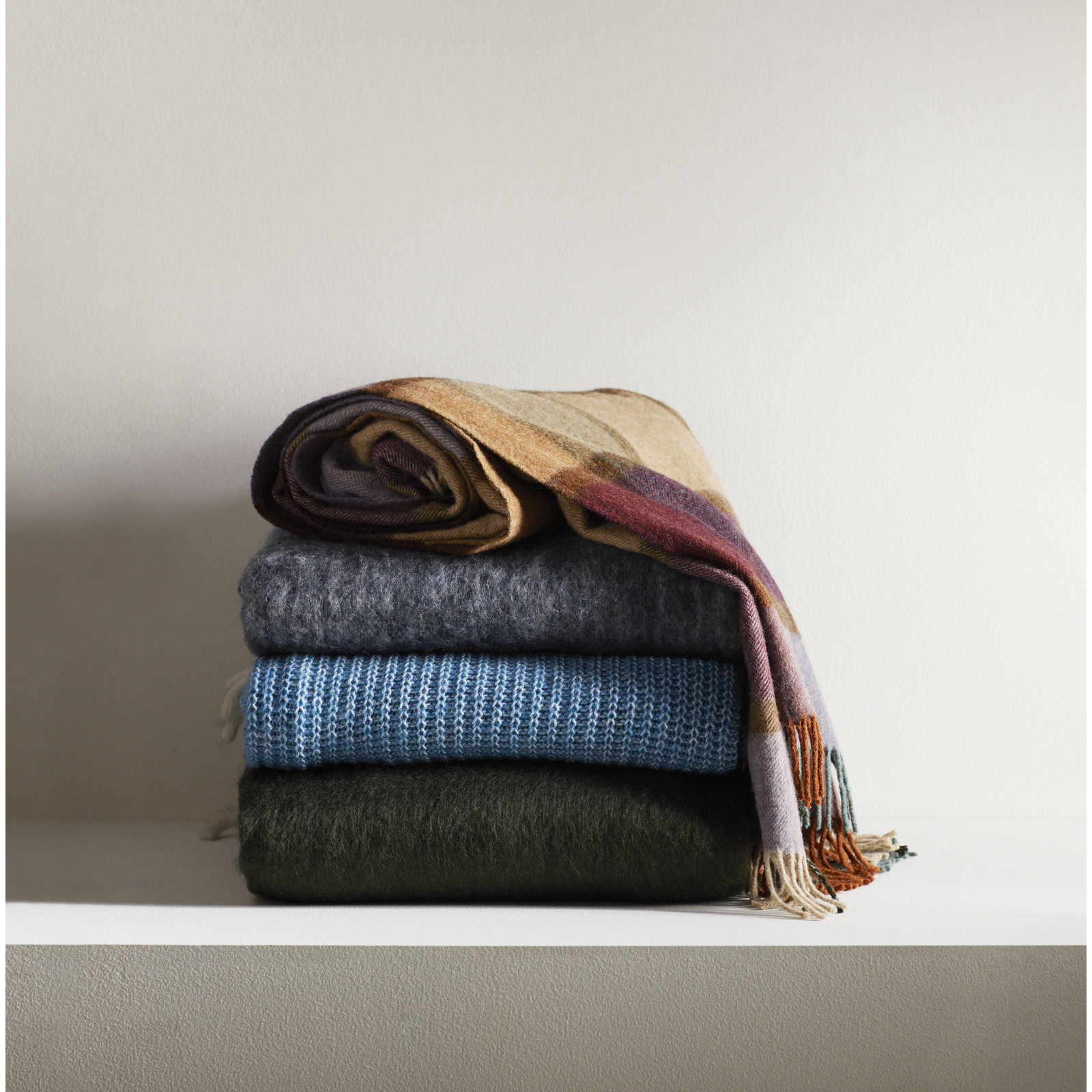 Hidalgo Handwoven Wool Throw Blanket, Blue, 2.9