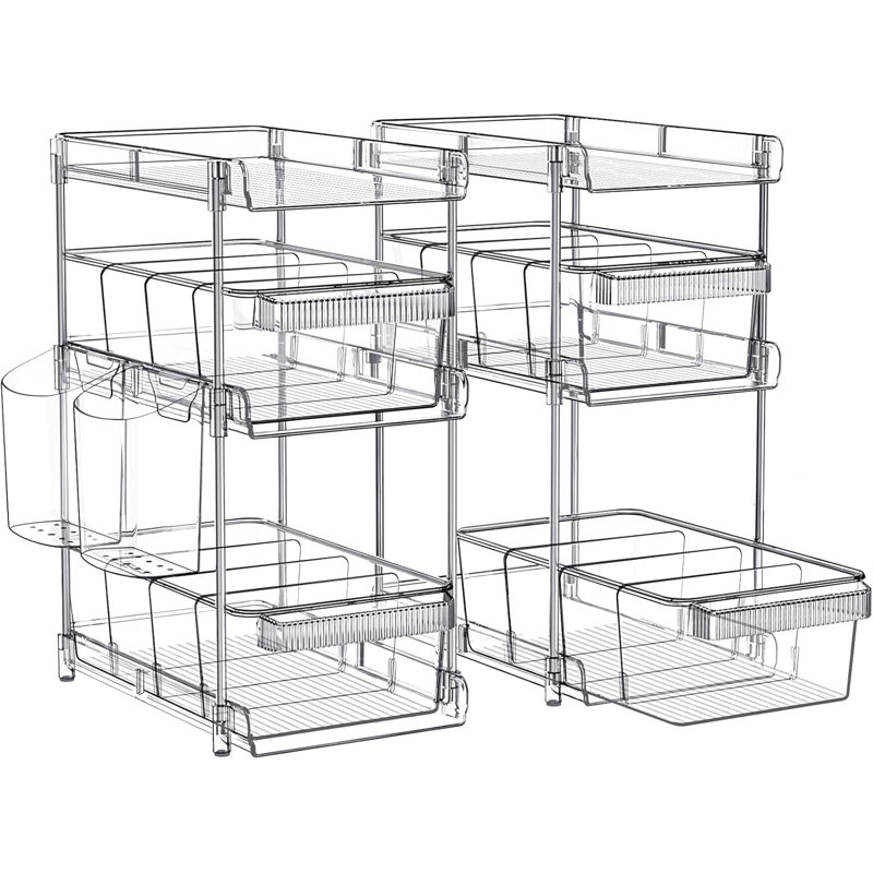 2 Sets Of 3-tier Clear Bathroom Organizers