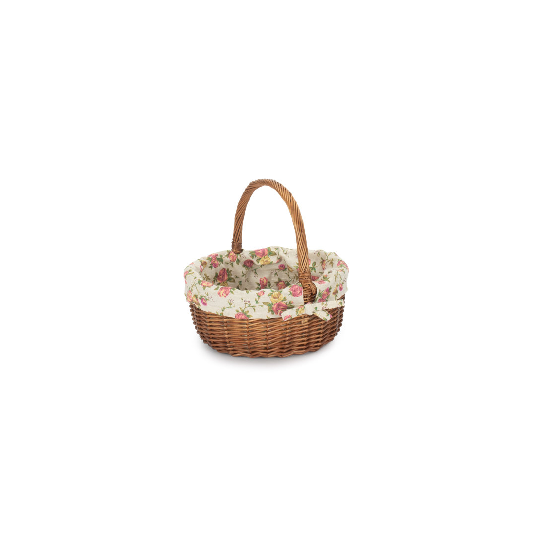 Oval Wicker Shopping Basket with Garden Rose Lining
