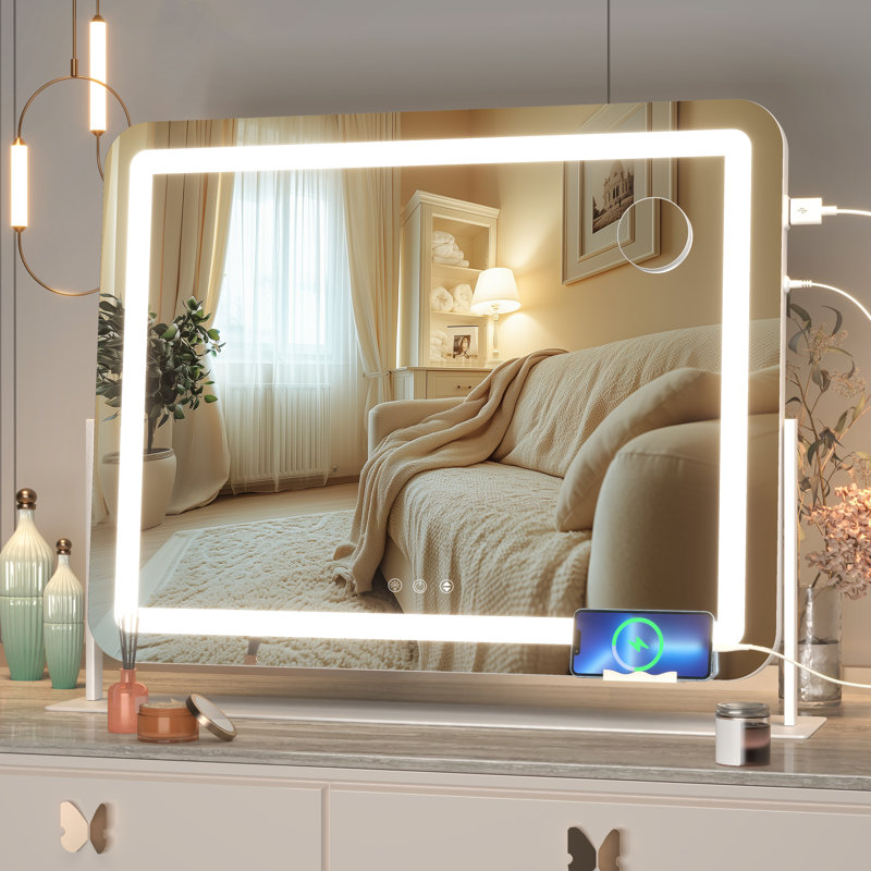 Brodowsky LED Bathroom & Vanity Mirrors, Dimmable Vanity Mirror with 1-Year Warranty, 24.2" x 18.9", White