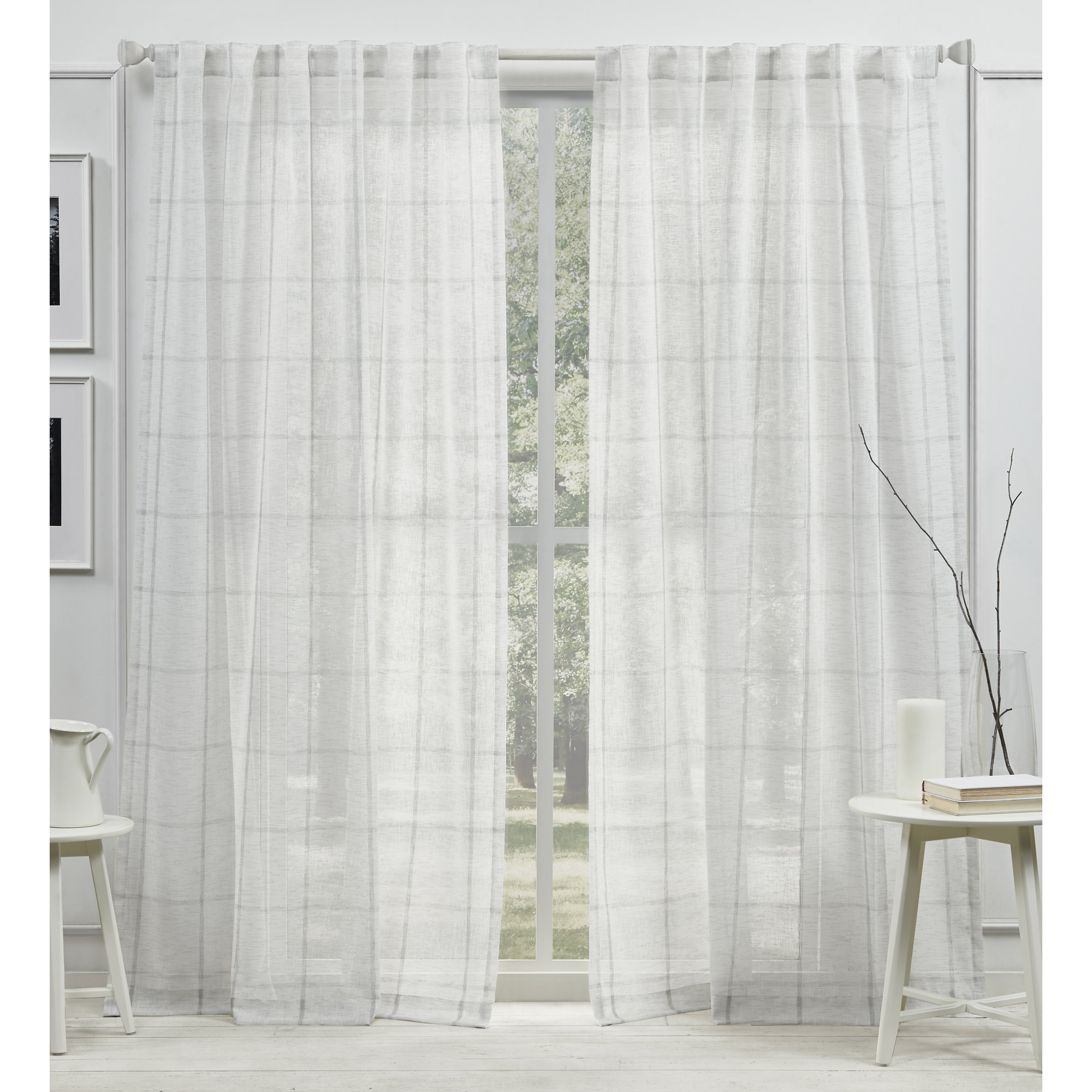Lauren Ralph Lauren Rubin Sheer Back Tab/Rod Pocket Curtain Panel, 54" x 84", Gray