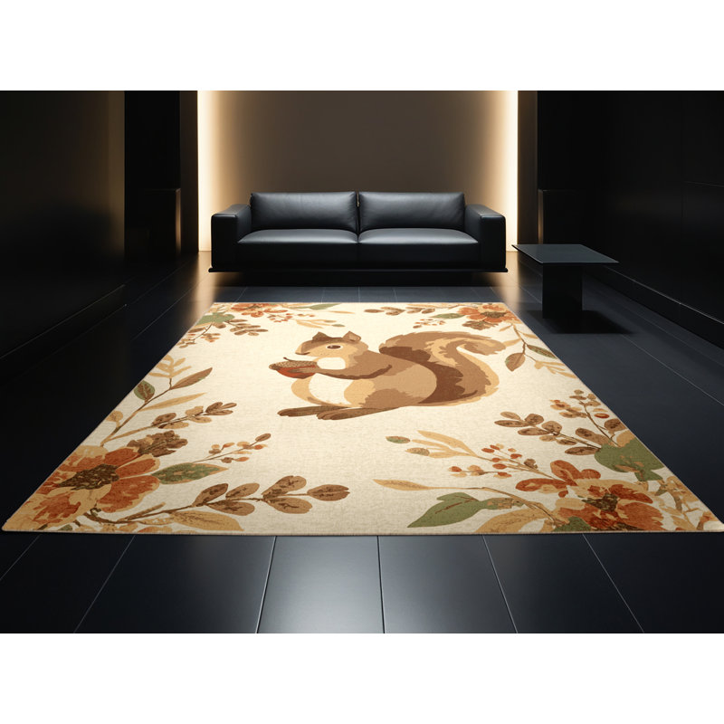 Soft Plush Etzel Halloween Modern & Contemporary Abstract Area Rug in Beige – Beige Binding, 8x12