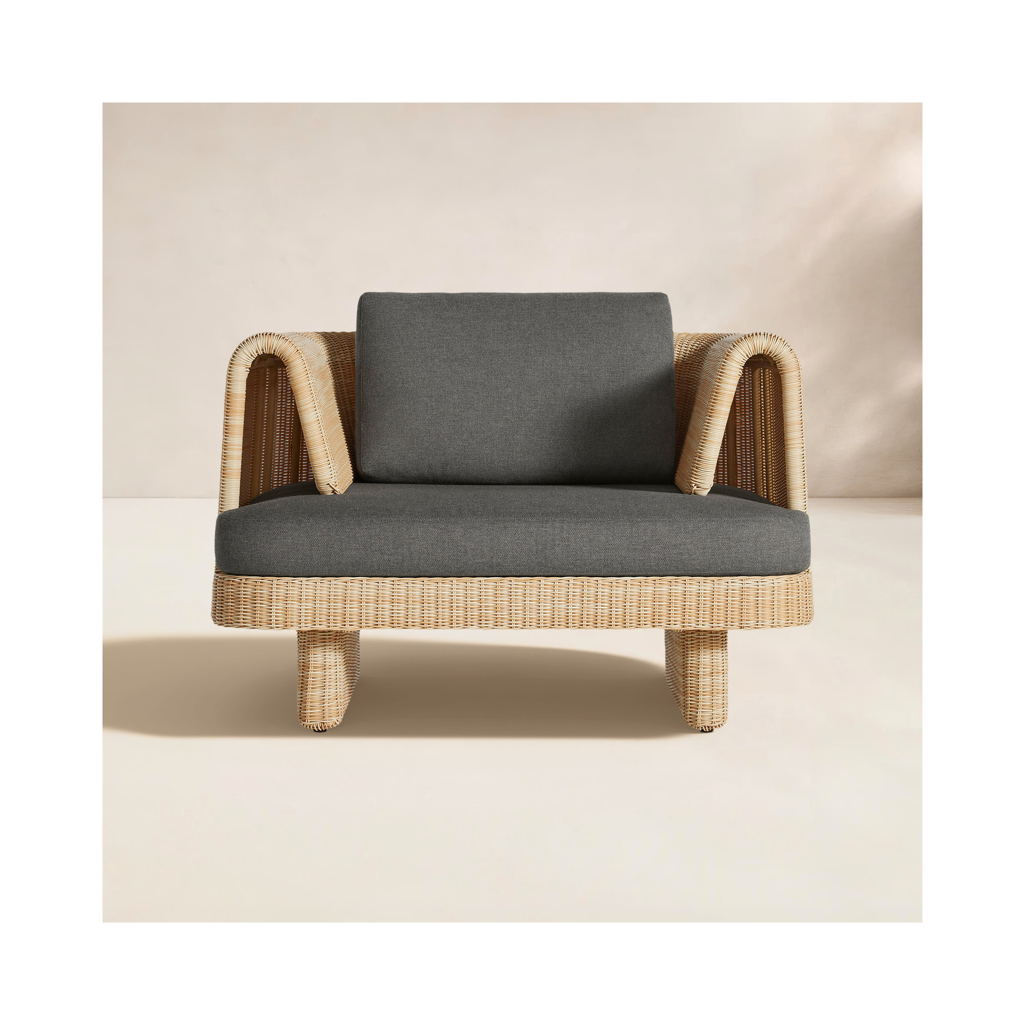 Loophole Wicker Outdoor Lounge Chair, Gray