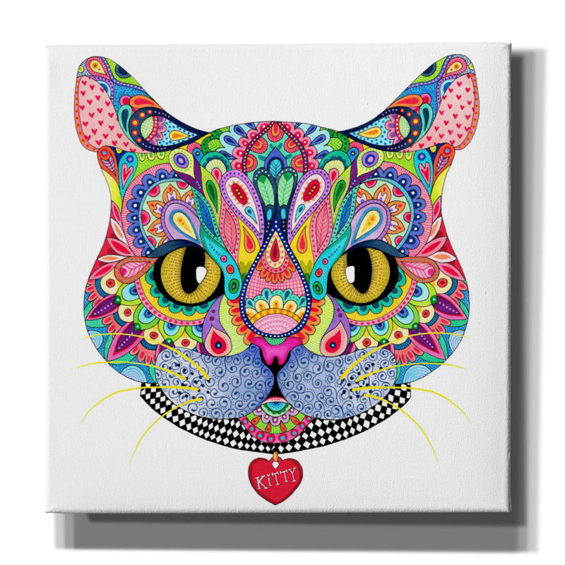 «Kaleidoscope Kitty» par Hello Angel, art mural sur toile, H 26 po x l 26 po x P 1,5 po