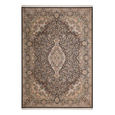 Brun oriental/Tapis décoratif bleu marine Catarina