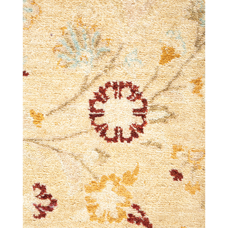 One-of-a-Kind 6'1" X 8'9" 2000s Wool Area Rug in Yellow