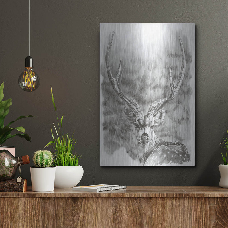 «Chital Deer» par Barbara Keith sur métal, H 16 po x l 12 po