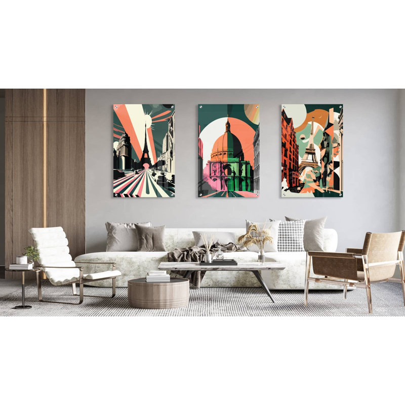 Architecture - Ensemble de 3 reproductions sans cadre