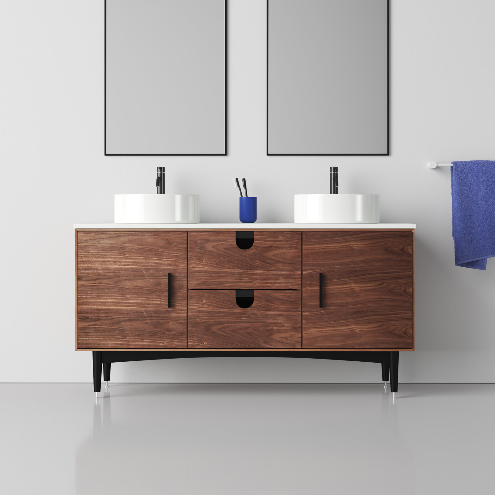 Antonina 60" Double Bathroom Vanity, Walnut