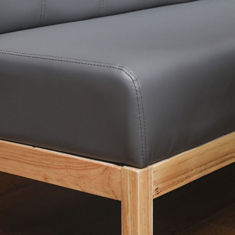 Simple Restaurant Casual Bench Faux Leather Upholstered Bench, Grey