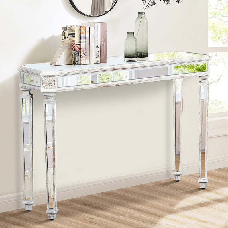 Console à miroir de style rétro pour espace - forme ovale, facile à nettoyer, l 48 po x H 32,7 po P 13,76 po avec élément de bois fixé au sol, Keep Neat, P 13,76 po, look moderne