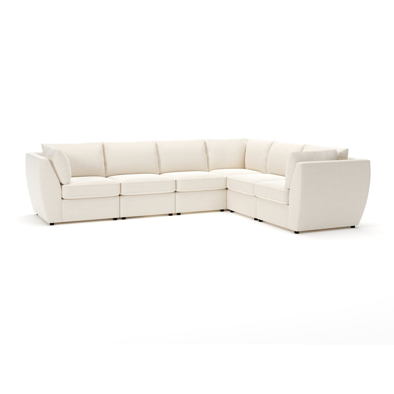 Caldwell 6-Piece Modular Upholstered Sectional, Davis Pearl