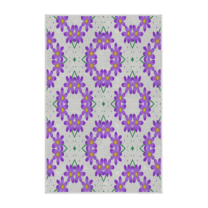 Tapis mauve/vert à tisser électrique, Rectangle 7 pi x 9 pi