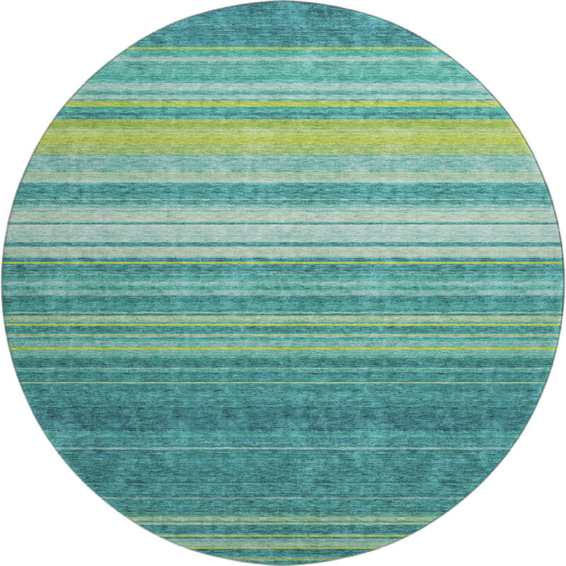 Premium Machine Washable Prisco Teal Rug, Round 8'