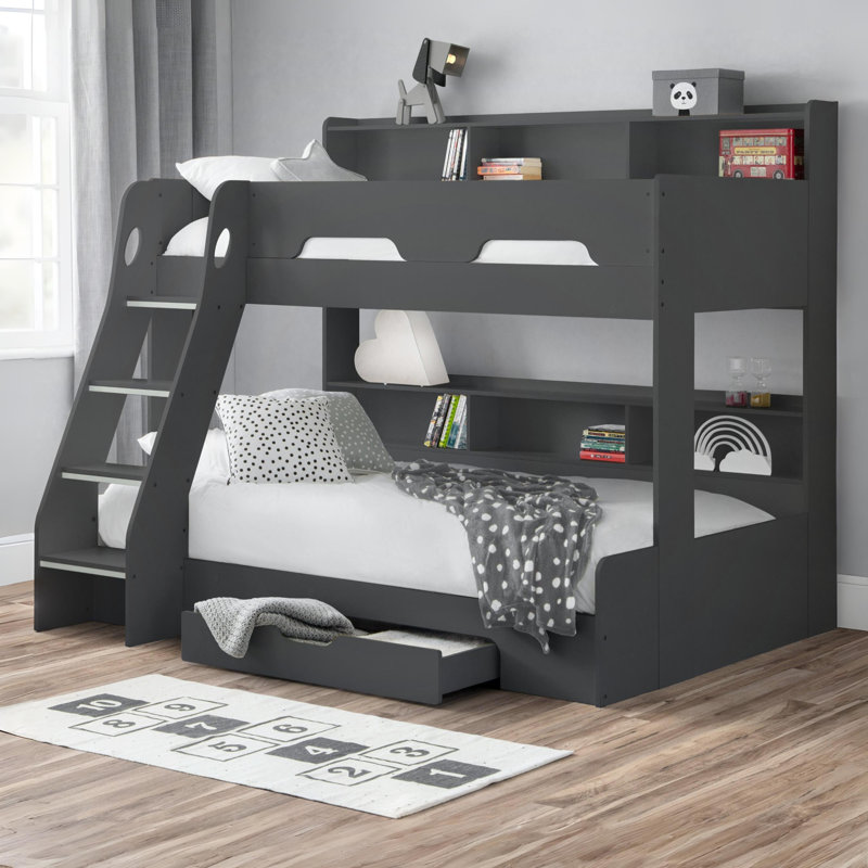 Vedika Bunk Bed with Shelves, Anthracite