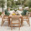 Outdoor 6-person Solid Wood Table And Dinning Chair Set With Umbrella Holes