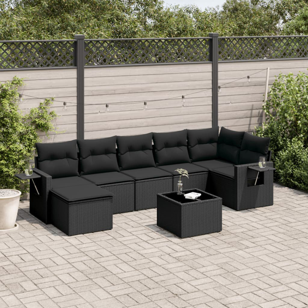 Vidaxl 8-Tlg. Garten-Sofagarnitur Mit Kissen Grau Poly Rattan