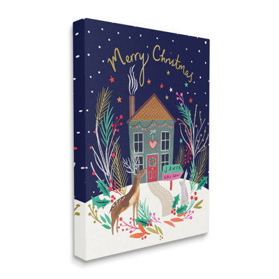 Merry Christmas Family Home Festive Reindeer Holly par Heather McLaughlin - impression