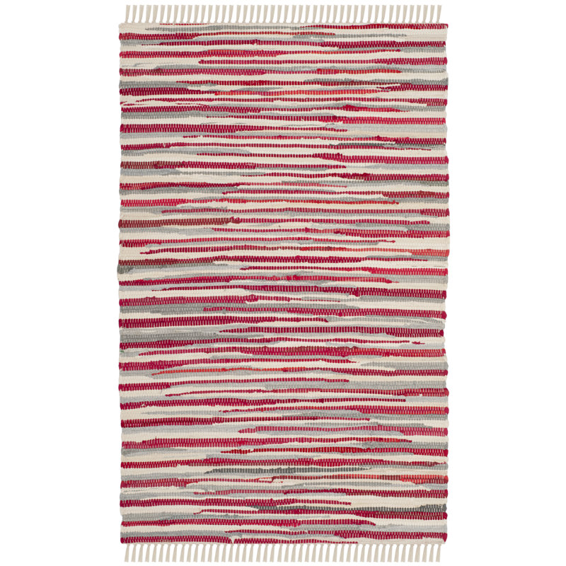 Fales Rag Rug Hand Woven Cotton Striped Rug, Rectangle 2' x 3'