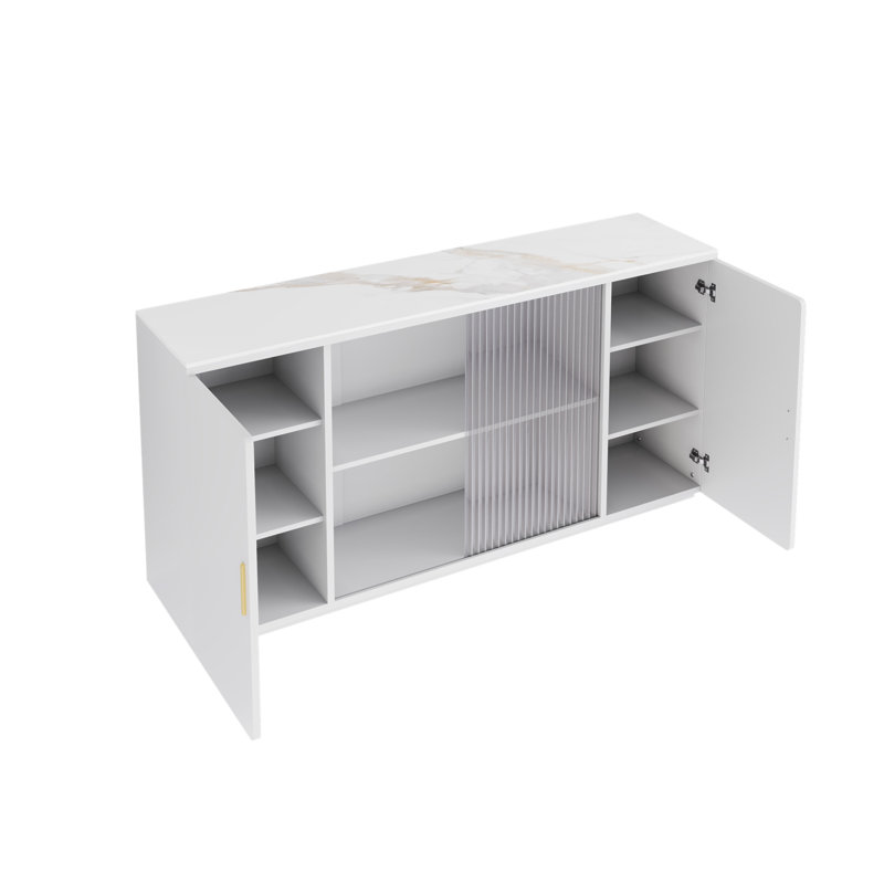 Buffet avec porte vitrée, Blanc