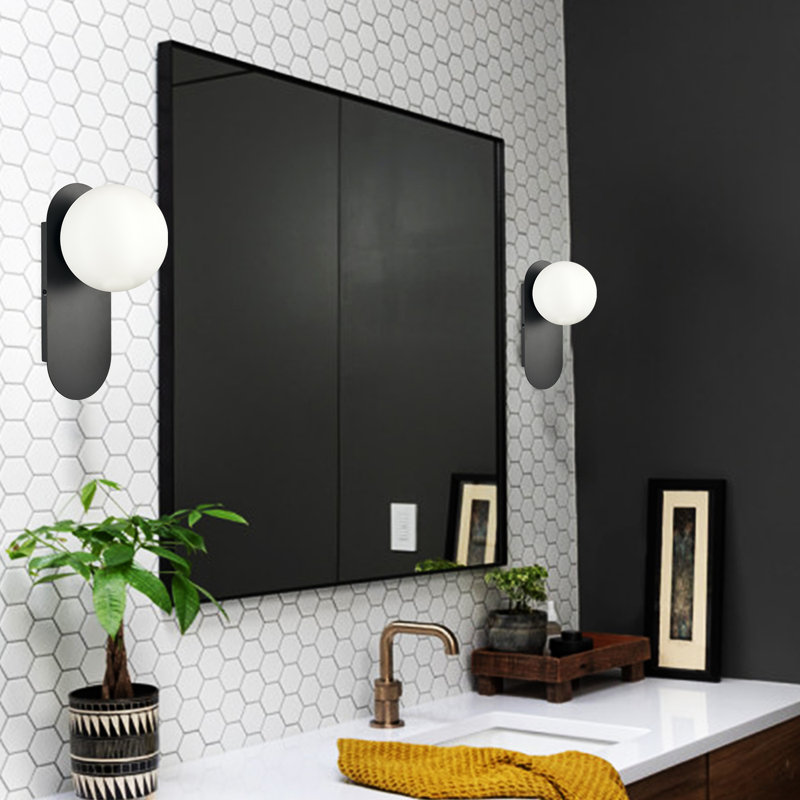 Khaza Wall Light Globe Wall Sconce, Satin Black