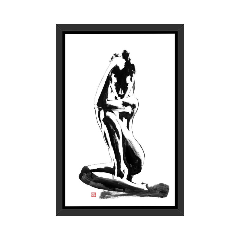 «Modest» par Péchane - impression d'art graphique, H 60 po x l 40po x P 1,5 po, Toile avec cadre noir, Pas de tapis