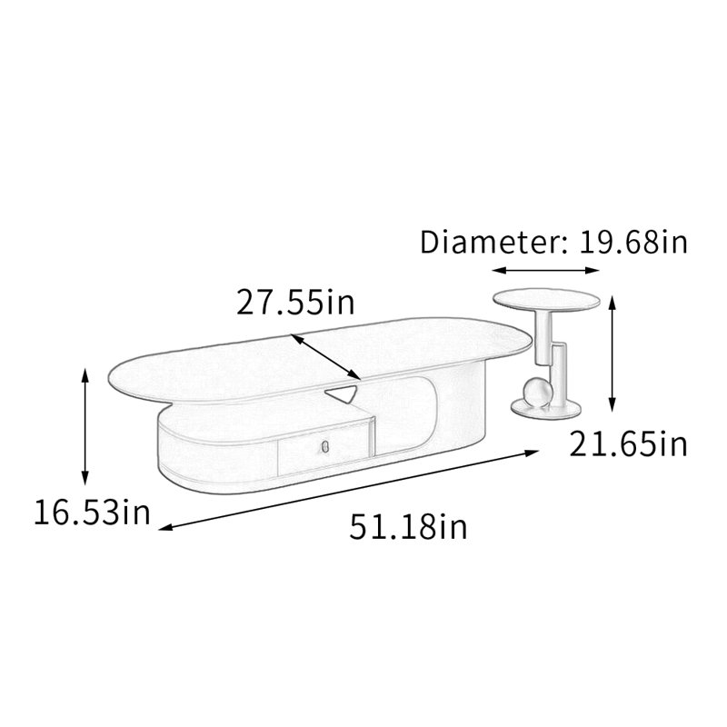 Ensemble de tables basses Modern Modern, H 16,53 po x L 51,18 po x l 27,55 po