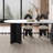 Plain white simple dining table and chair set-111620518