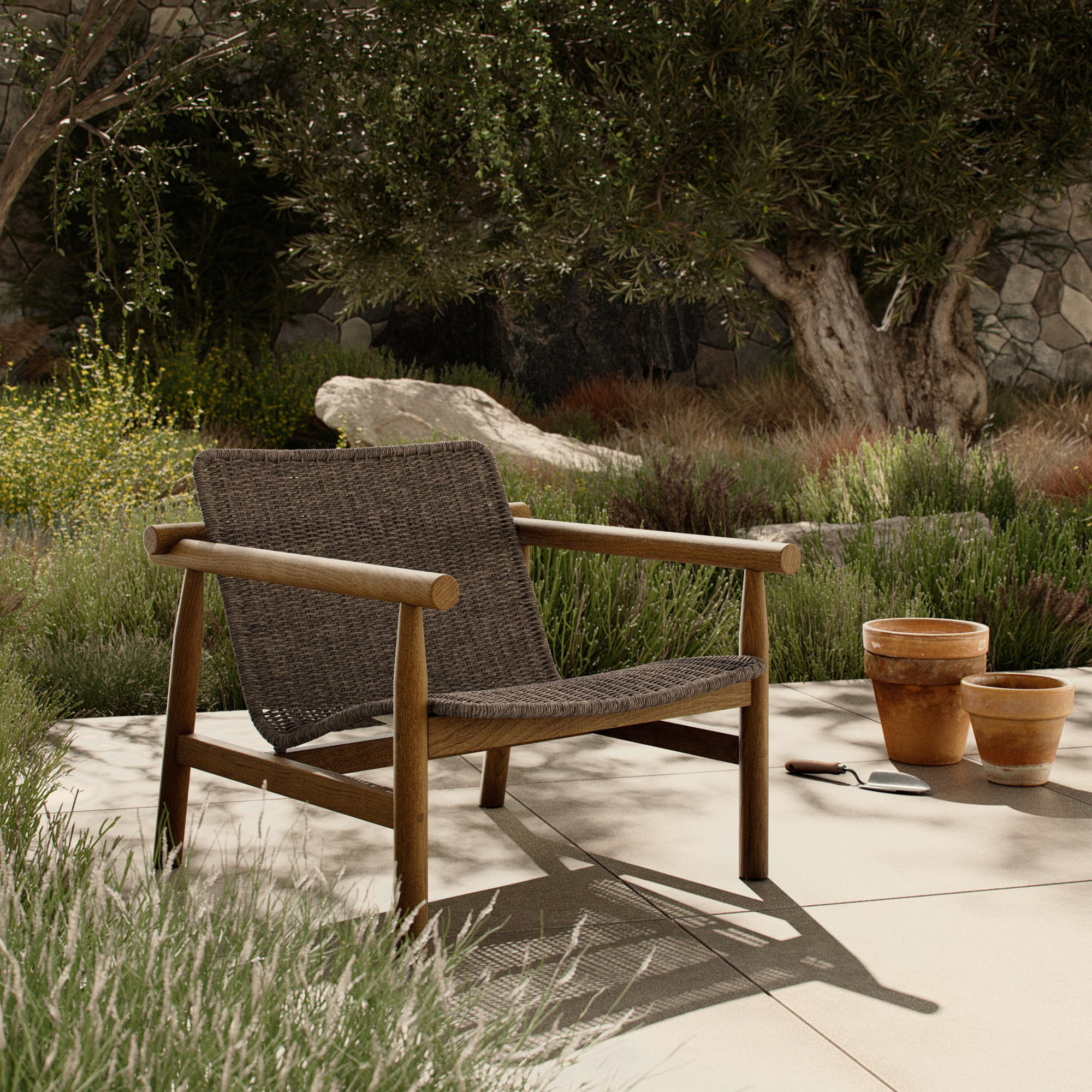 Dume Outdoor Chair, Dark Gray/Dark Brown