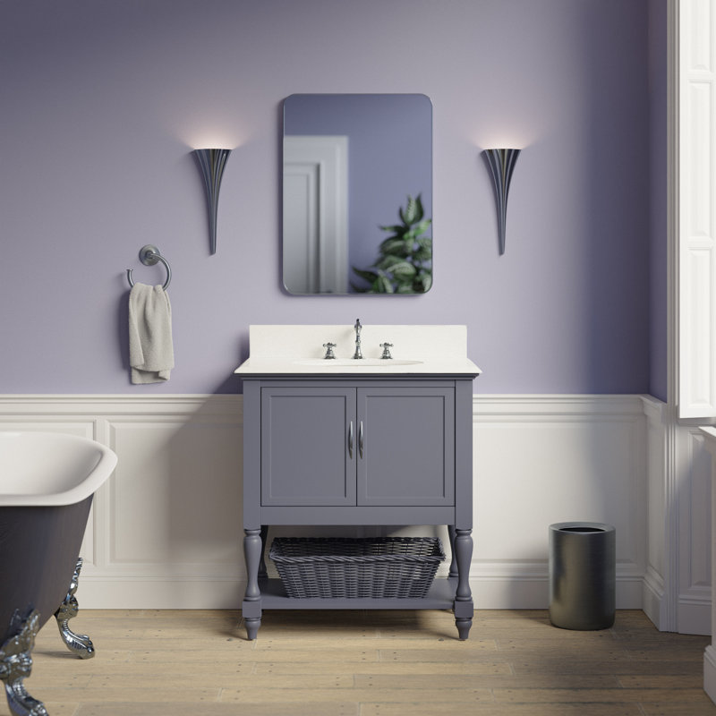 Ensemble de meuble-lavabo simple 30 po Hampton, Gris anthracite, Quartz