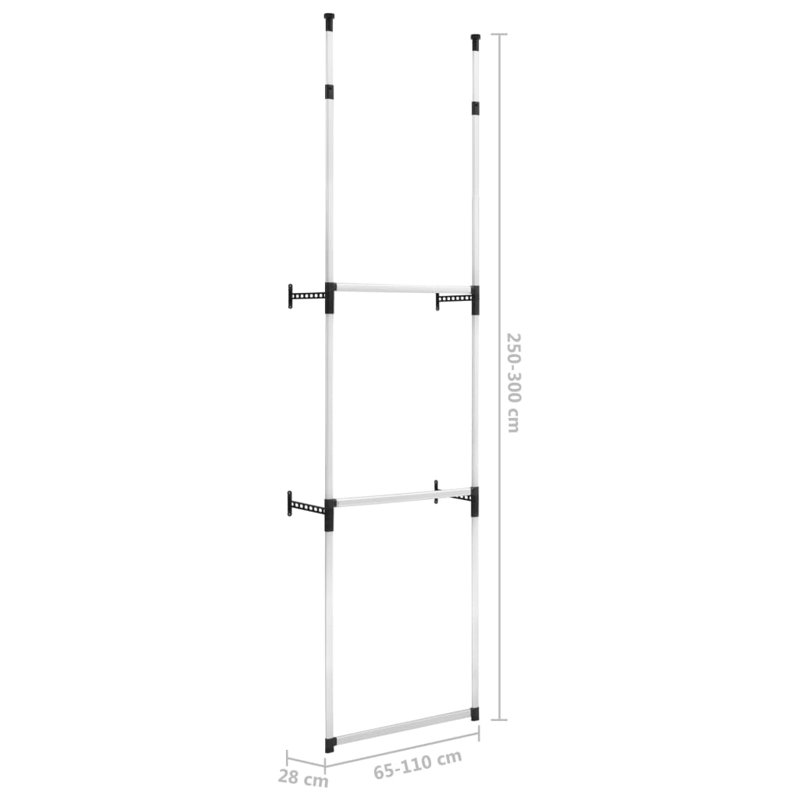 Telescopic Wardrobe System with Rods Aluminium