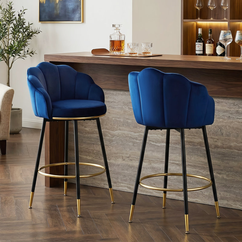  Tabouret de bar rotatif 29 po Olvina, Bleu
