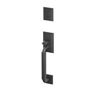 Emtek Manning Sectional Double Cylinder Tubular Entry Set  w/ Athena Lever, Flat Black, (LH)
