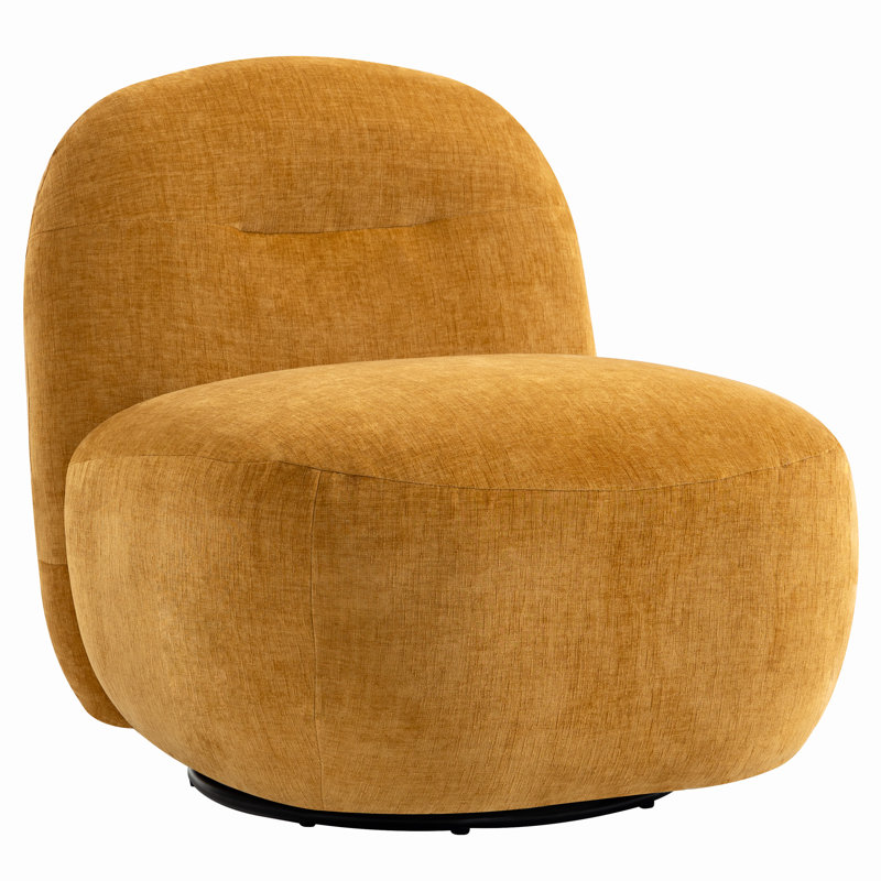 Fauteuil d'appoint pivotant rembourré sans accoudoirs, Jaune