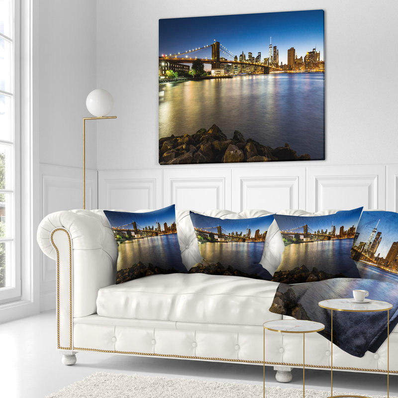 Coussin de cityscape brooklyn distance view of the bridge, 16 po x 1 po