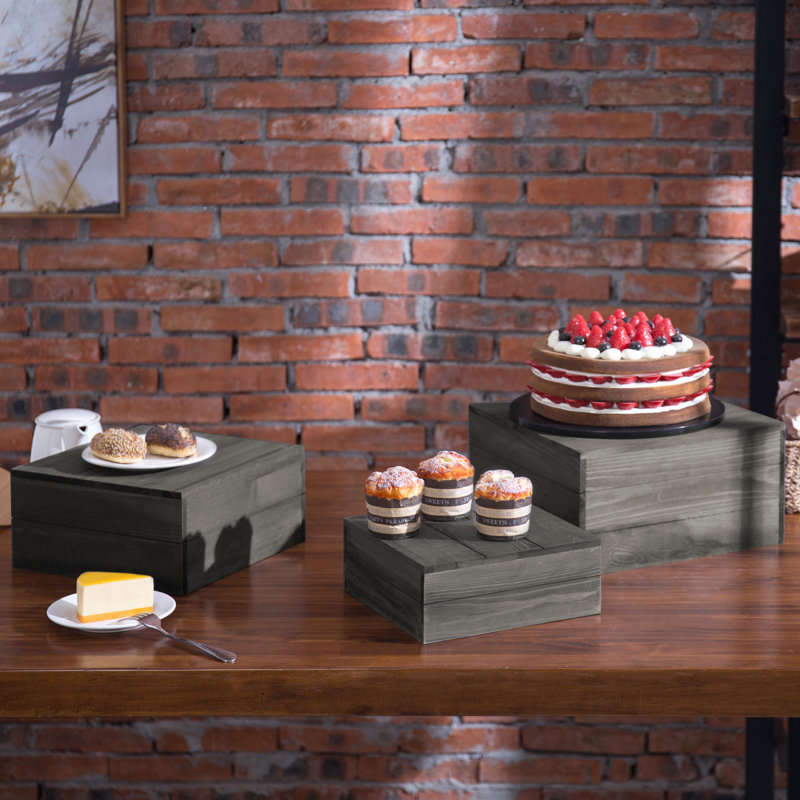 MY GIFT 3 Piece Solid Wood Cake Stand Risers & Reviews | Wayfair.co.uk