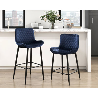 Chaises de hauteur comptoir rembourrées en velours brun (paire), look moderne, siège de 24 pouces, salle à manger décontractée pouvant accueillir 2 chaises, velours, pieds, meubles de 24 po