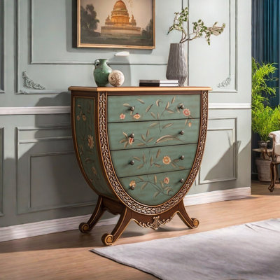 Creative painted carved drawer accent chest