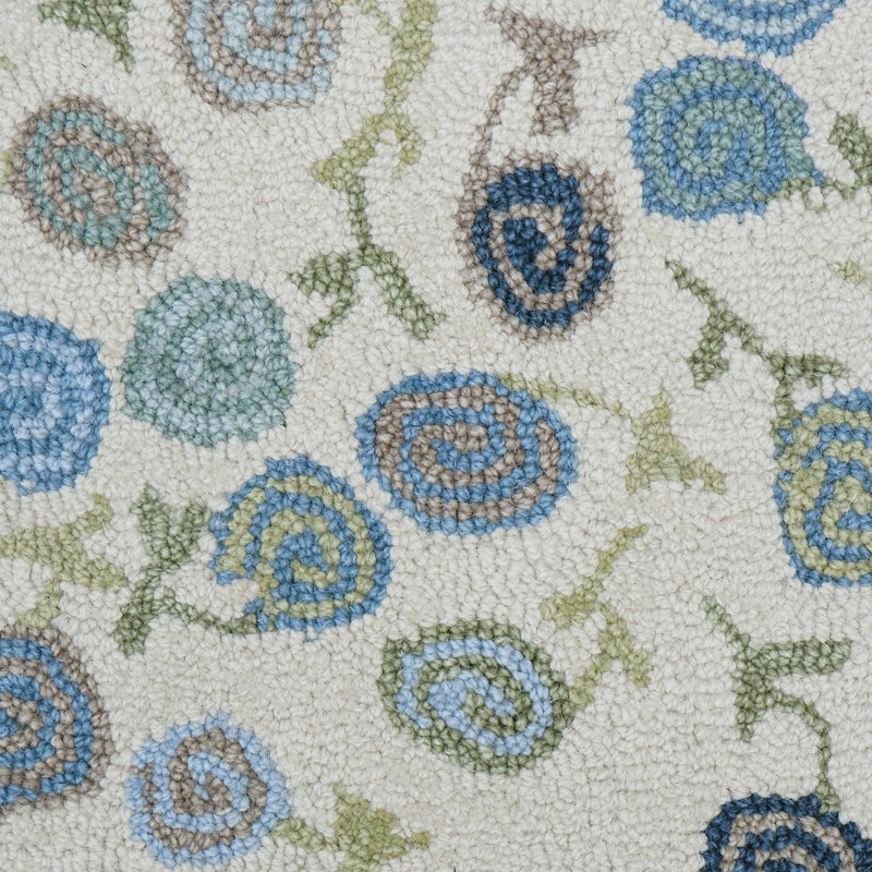 Florals Area Rug, 2'6" x 8', Navy