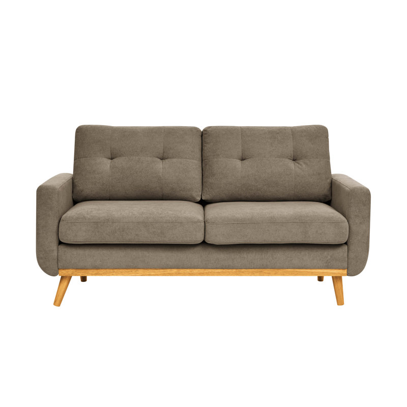 Canapé rembourré Mid-Century, Kaki, Natural