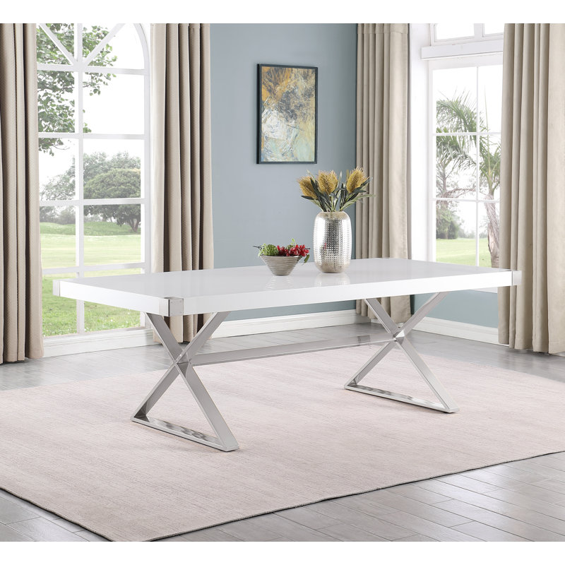 Table de salle à manger Kierstan, Argenté, L 94 po x l 44 po