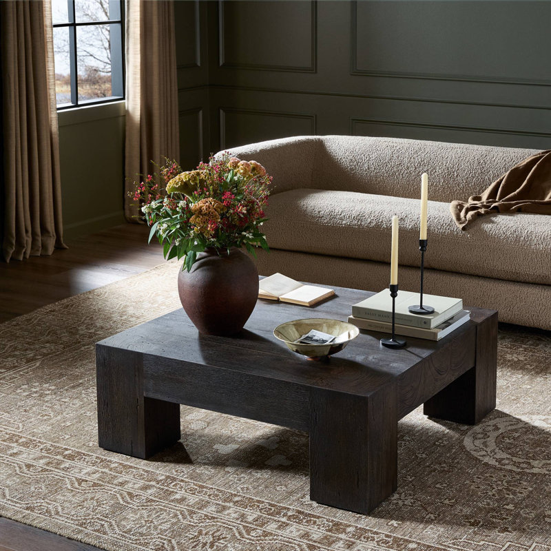 Abaso Coffee Table, Ebony Rustic Wormwood Oak