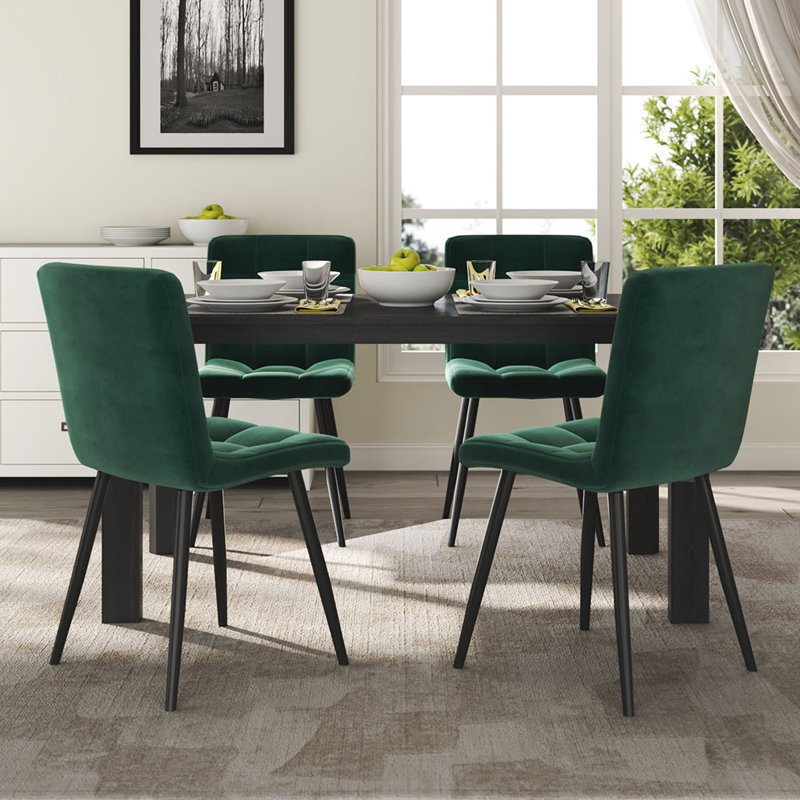 45cm H Upholstered Upholstered Back Side Chair, Green